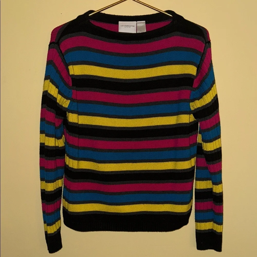 Liz Claiborne 100% Cotton Women’s Striped Sweater